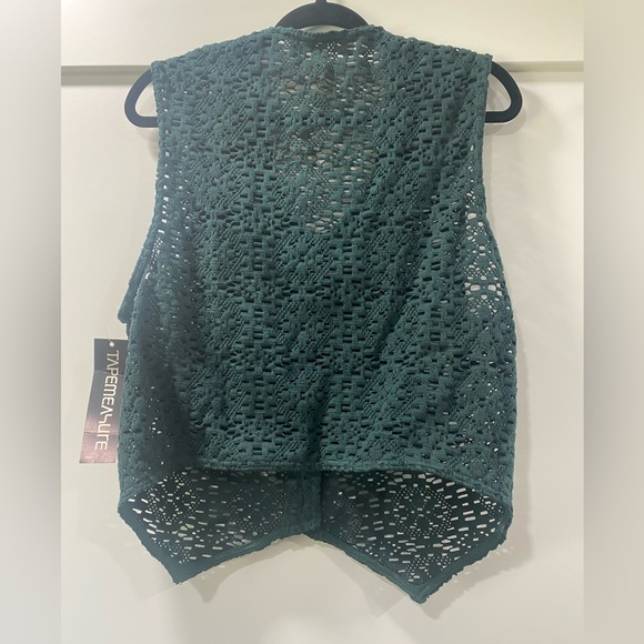 Vintage Kaufmann’s vest by Tapemeasure. Teal / forest green Crochet lacey sz L - Picture 5 of 9